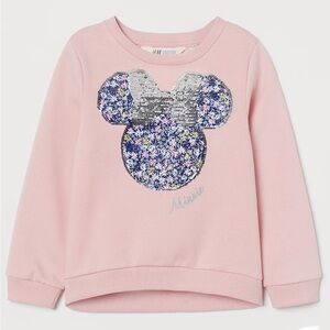 H&M - LIGHT PINK/MINNIE MOUSE SWEATSHIRT WITH SEQUINS